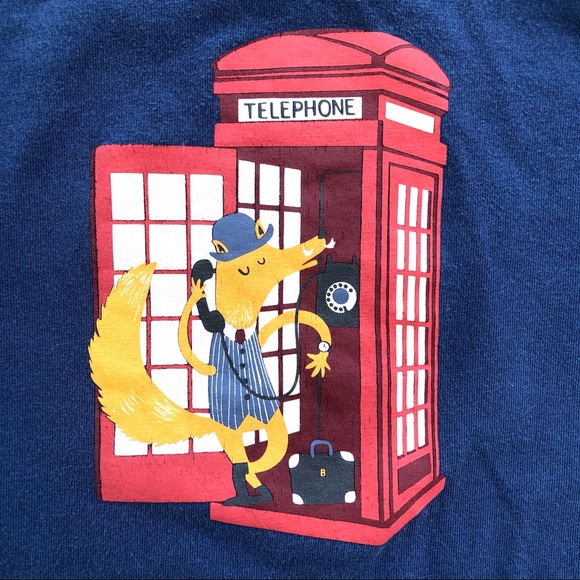 Mini Boden fox British phone booth shirt size 5-6Y - Picture 2 of 4